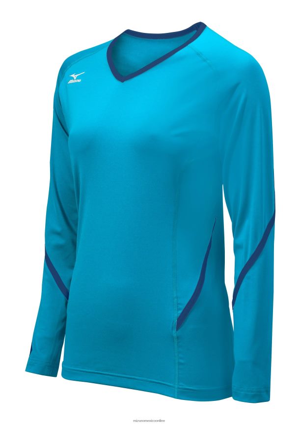 unisexo camiseta de voleibol de manga larga de generacion techno celeste marino 5551 Mizuno vestir 4V8Z2H2360 4V8Z2H2360 Mizuno Mexico materiales avanzados Mizuno tennis shoes prioriza el rendimiento ...